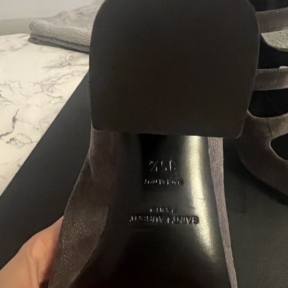 NWT Saint Laurent / YSL block heels gray suede size 35.5 / 5.5 - Picture 14 of 14